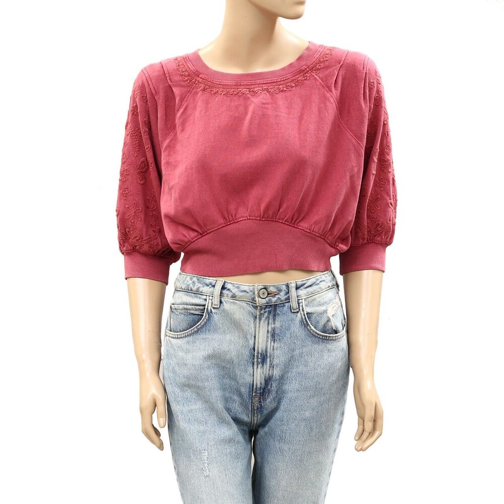 Free People Intimately Feeling Special Pullover Blouse Top Embroidered S 286453 - Picture 5 of 9